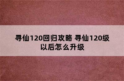 寻仙120回归攻略 寻仙120级以后怎么升级